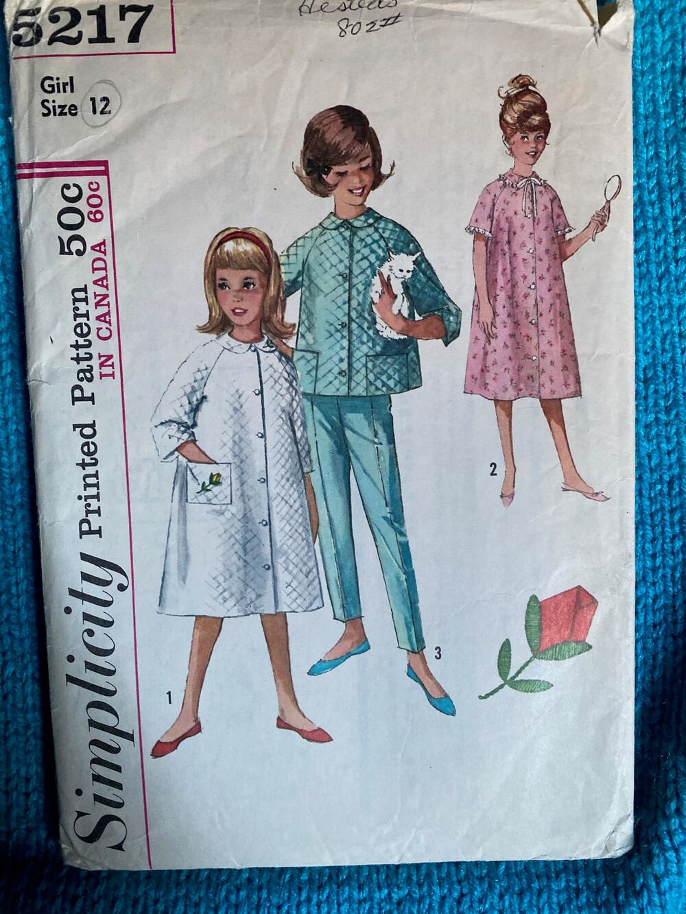Simplicity 5217 pattern kids pajamas and robe size 12
